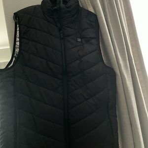 Black Quilted Puffer Vest with Interior Power Cord women